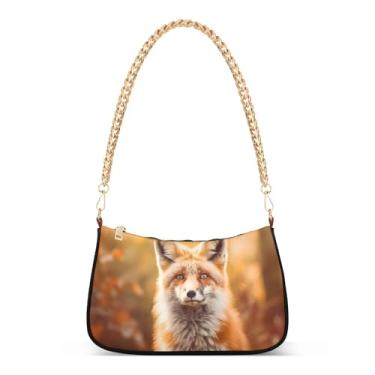 Imagem de CEBUGI Bolsas transversais femininas bolsa de ombro raposa vermelha bolsa clutch elegante com alça de corrente