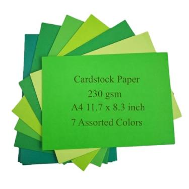 Imagem de KYMY Papel cartão colorido verde, 35 folhas A4 de cartolina pesada 38,6 kg/230 gsm, 7 tons verdes variados para artesanato, confecção de cartões, convites, álbuns de recortes, projetos de impressão