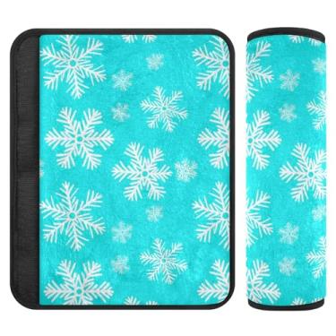 Imagem de Burbuja Capa para cinto de segurança de carro Snowflakes Protetor de cinto de segurança de carro macio confortável para alça de ombro de assento, 1 par pequeno