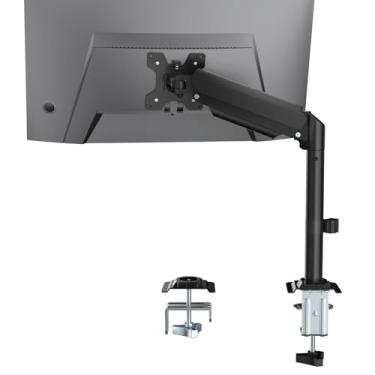 Imagem de WALI Suporte de mesa de braço de monitor único para telas de 13 a 32 polegadas, suporte premium para monitor de mola a gás com inclinação total de movimento, rotação, suporta até 9 kg, suporte de