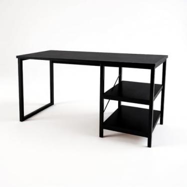 Imagem de Mesa Escrivaninha Com Nichos Home Office Estudo Industrial 120cm Escritório (Preto)