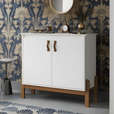 Imagem de Buffet Aparador de Sala Balcão 2 Portas Tampo MDF Cantinho do Café Multiuso (Branco)