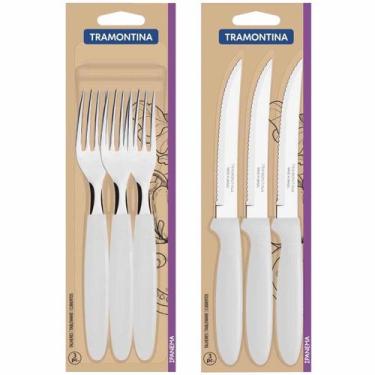 Imagem de Jogo De Garfos E Facas Ipanema Branco 6 Unidades Tramontina
