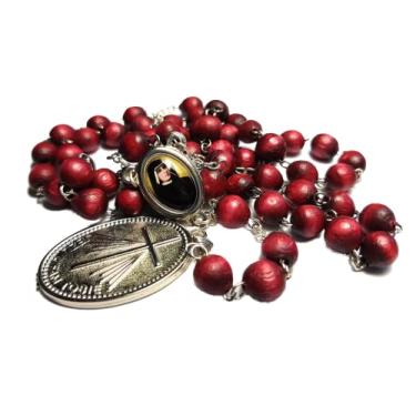 Imagem de (Cherry) - Saint Faustina Kowalska mystic and visionary True Relic Chaplet Apostle Divine of Mercy with Miraculous Medal JESUS I TRUST IN YOU rosary based Three O' Clock prayer Poland Polish Novena (cherry)