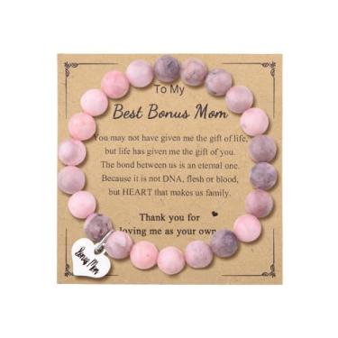 Imagem de Sdopbinbin Gigi Mimi Presente de aniversário para avó avó pulseira de contas rosa para mulheres Nana Grammy presentes de Dia das Mães para Mimi Gigi, Small, Resina, Sem Pedra Preciosa