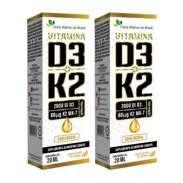 Imagem de Kit 2x Vitamina D3 + K2 Gotas Sublingual Laranja 20ml Flora Nativa do Brasil-Unissex