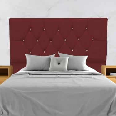 Imagem de Cabeceira Solteiro Cama Box Estofada 90 Cm Suede Lisboa Bordô