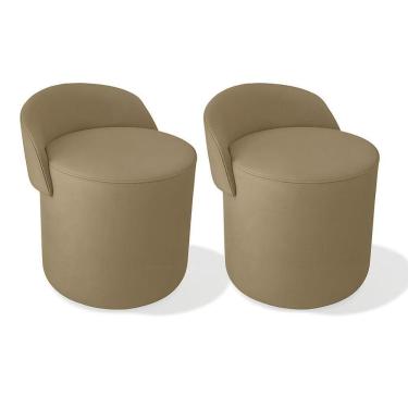Imagem de Kit 2 Puff Orgânico Encosto Suede Redondo Quarto Sala Estar Capuccino