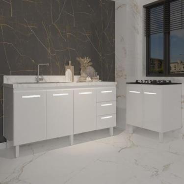 Imagem de Cozinha Balcão Armário Gabinete de Pia 150 cm Deise e Balcão Fran para