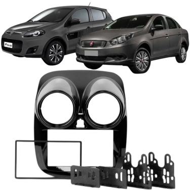 Imagem de Moldura 2 Din Palio Novo 2012 à 2016 Grand Siena 2021 Black Piano Painel Multimidia Expex Epx 201