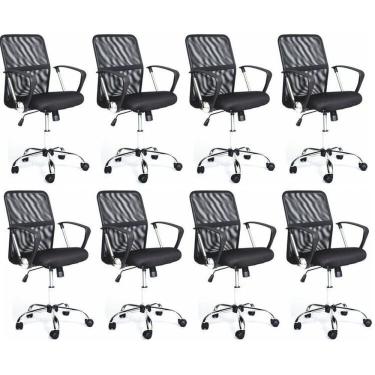 Imagem de Kit 8 Cadeiras de Escritório Diretor Comfort Preto