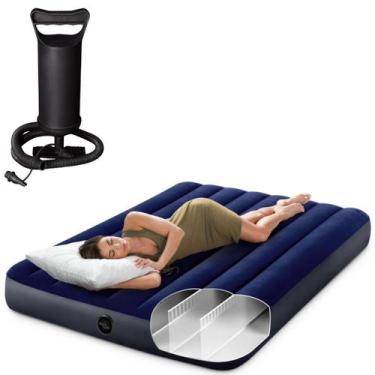 Imagem de Colchão inflável casal intex fiber tech 191x137x25cm, Azul
