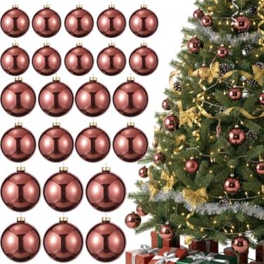 Imagem de Knitgrip 24 peças de enfeites de bola de Natal brilhantes para árvore de Natal, espelho, à prova de estilhaçamento, 8 cm, 6 cm, 4 cm, tamanhos variados, mini bola pendurada para decoração de festa de