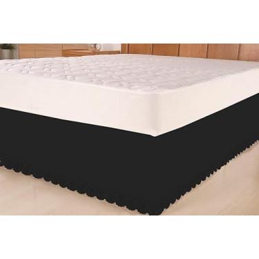 Imagem de Saia para Cama Box, Ajustável, Riollen Preto, Cama Solteiro Viúva Casal Padrão e Queen