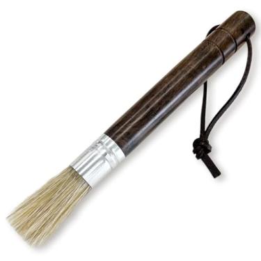 Imagem de Escova de limpeza para moedor de café com cerdas naturais e cabo de madeira – Ferramenta de limpeza para máquina de café expresso com alça de pendurar para baristas e uso doméstico