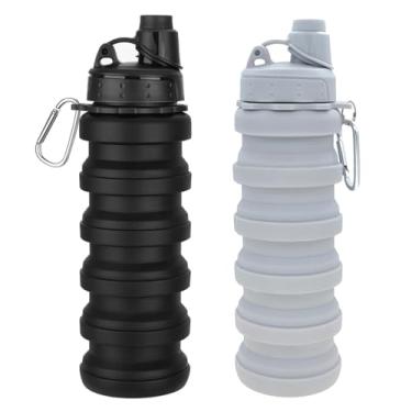 Imagem de Dontinhu Garrafas de água dobráveis pacote com 2 garrafas de água esportivas portáteis garrafas de água reutilizáveis garrafas de água de silicone à prova d'água de 500 ml garrafa de água para