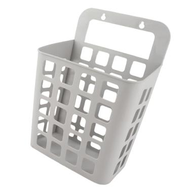 Imagem de GLOGLOW Cesto de Roupa Suja Montado na Parede, Organizador de Roupas que Economiza Espaço Com Design de Gancho Duplo e Furos Abertos para Armazenamento Respirável, Feito de Plástico PP (Cinza)