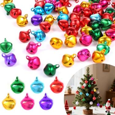 Imagem de 200 peças de sinos para artesanato de 1/2 polegada micro pequeno mini sino a granel multicolorido artesanato de Natal som alegre para decoração de casa de Natal grinalda decorações de animais de
