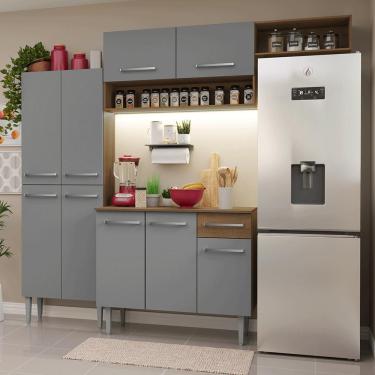 Imagem de Armário de Cozinha Completa 229cm Rustic/Cinza Emilly Madesa 18XA