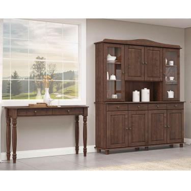 Imagem de Conjunto Cozinha: Cristaleira 8 Portas 4 Gavetas E Aparador 2 Gavetas Rubi Café Madeira Pinus - Finestra