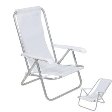 Imagem de Cadeira de Praia Reclinável 4 Posições Alumínio Lazy Sannet Branca - 0