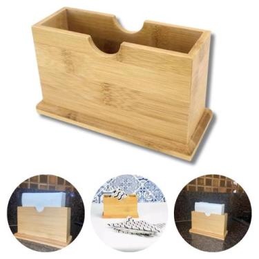 Imagem de Porta Guardanapo De Mesa Bambu Papel Toalha Suporte Rústico Centro Ele