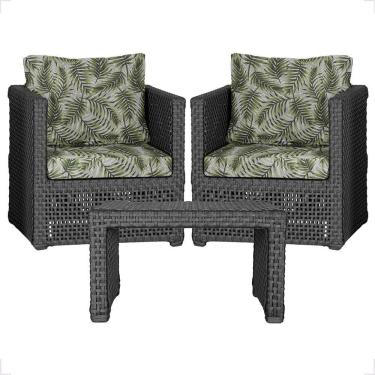 Imagem de Mesa E 2 Poltronas Madri Corda Náutica Estofado 5 Trama Preto