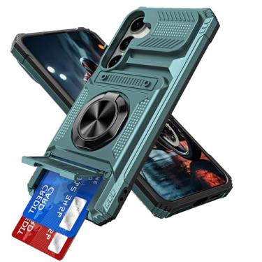 Imagem de LEMAXELERS Capa para Samsung Galaxy A17 5G com suporte oculto para cartão [loja 2 cartões] Anel giratório magnético com suporte de camada dupla resistente à prova de choque capa protetora para Galaxy