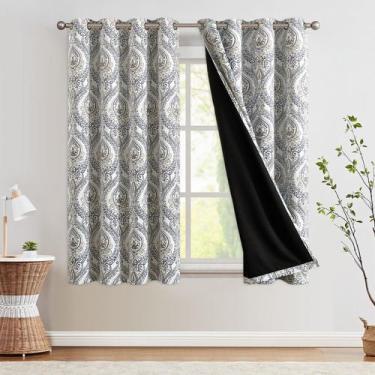 Imagem de Medalhão de damasco azul Blackout Curtains jinchan 180x180cm
