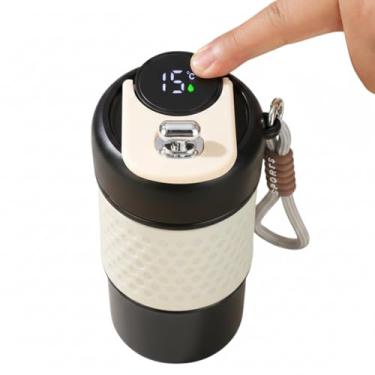 Imagem de Copo Térmico 450ml com Display de Temperatura – Copo Termico com Tampa para Café e Bebidas Geladas – Mantém Bebidas Quentes e Frias – Alça de Transporte – Antivazamento (PRETA)