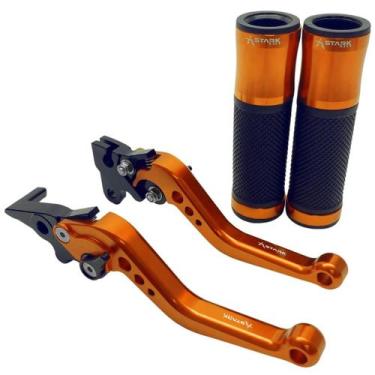 Imagem de Kit Manopla Luva Manete Esportivo Stark Honda Cb 300r, Laranja