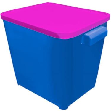 Imagem de Porta Ração Antiformiga 6kg para Cachorro e Gato – Container Plástico com Tampa e Alça Furacão Pet(Azul)