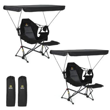 Imagem de Nice C Cadeira de rede com dossel e apoio para os pés, cadeira de rede portátil com sombra, cadeiras de guarda-chuva dobráveis e balançantes, cadeiras de campismo de balanço, com dossel ajustável