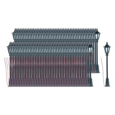 Imagem de YIJU Poste de luz em miniatura na escala 1:87 para iluminação externa, ideal para brincar de faz-de-conta em maquetes de ferrovias e trens, de decorar, 100 Unidades