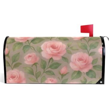 Imagem de Capas decorativas para caixa de correio magnética de outono caixa de correio de vinil moderna decoração de jardim rosas rosas vintage tamanho padrão 52,6 x 45,8 cm