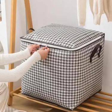 Imagem de Cesto Organizador para Roupas, Brinquedo, Cobertor - Bolsa Organizadora de Armário e Closet - Caixa de Armazenamento Dobrável com Alças Reforçadas e Zíper - UpShop