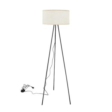 Imagem de Luminária de Chão Preto, Cúpula de Tecido Linho, Adequado para Sala de Estar, Quarto, Sala de Jantar (Lâmpada Não Incluída)