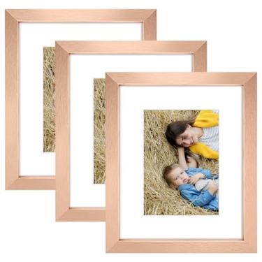 Imagem de Golden State Art, Porta-retrato 20 x 25 cm, pacote com 3 fotos foscas para 12 x 17 cm, com acrílico, conjunto de molduras para galeria - suporte de parede ou exibição de mesa (ouro rosa, pacote com 3)