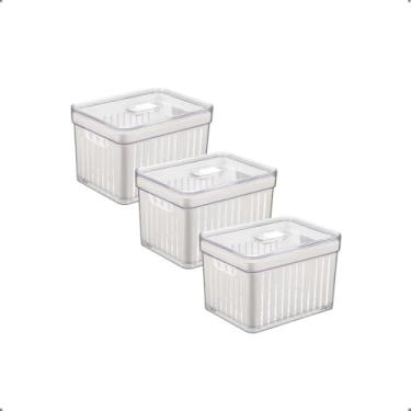 Imagem de Organizador de Geladeira 3,8 Litros Cesto Com Tampa Multiuso Alimentos Verduras e Vegetais (3pcs)
