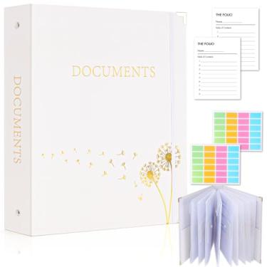 Imagem de XKDOUS Organizador de documentos importante, pastas fólio com 9 bolsos, fichário de 3 anéis, capa dura lubrificada, armazenamento de arquivos, arquivo expansível para documentos de 21 x 28 cm