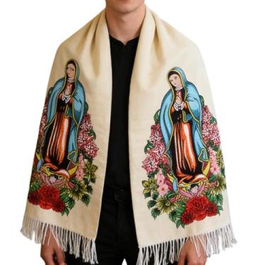 Imagem de Xaile Manto de Nossa Senhora para Mulheres - Manta Macia E Quente Com Padrão Floral Católica Para Casa,Cachecol Manto Edredão Feminino | Para Viagens Hotel Jardim Interior Exterior Casa Apartamento