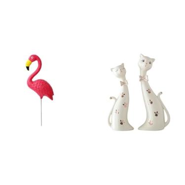 Imagem de Whtkoph Escultura de Flamingo E Gato para Jardim, Figura Decorativa para Primavera, Feriados, Casamentos, Decoração de Jardim, Acessórios de Fadas para Jantar