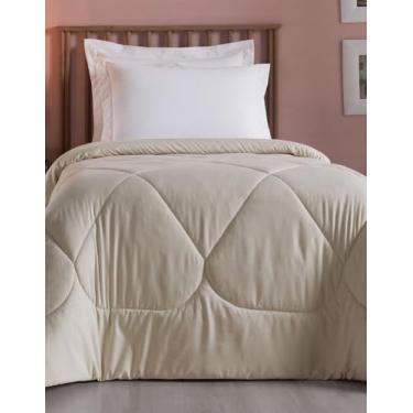 Imagem de Cobertor Edredom Solteiro Dupla Face 200 Fios Toque Macio –Tecnologia Antipilling (Avelã)