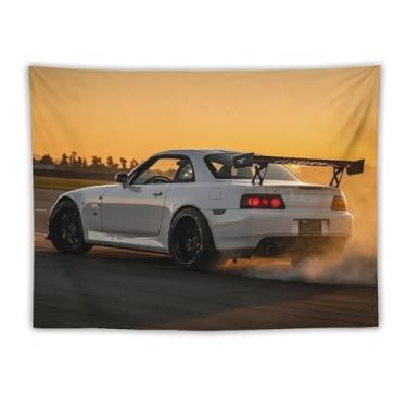 Imagem de HouLaiZhe JDM Tapeçaria de carro pôr do sol drift carro Jdm S2000 pendurar na parede quarto decoração de casa tapeçarias estética piquenique decoração de parede arte de parede para dormitório sala de