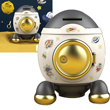 Imagem de Generic Cofrinho de Foguete Espacial Estilo Desenho Animado, Grande Capacidade, Jarra de Economia de Dinheiro para Crianças, Ornamento para Casa (Ouro Cinzento Luxuoso)