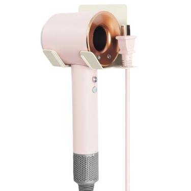 Imagem de Suporte para secador de cabelo, suporte de secador de cabelo, organizador de ferramentas de cabelo, autoadesivo, suporte de parede, compatível com suporte de secador de cabelo para banheiro, branco