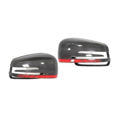Imagem de Compatível com Mercedes Benz A176 W246 W204 C207 W221 X204 X156 W117 W218 Padrão de fibra de carbono Substituição da tampa do espelho retrovisor lateral(E Replacement style)