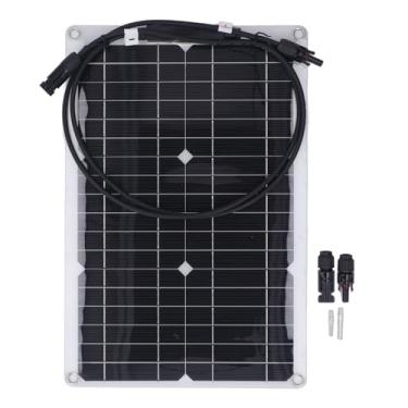 Imagem de POCREATION Painel Solar de 20W, Painel Solar Flexível de Silício Monocristalino para Camping Em RV ou Barco, Controlador de Carga de Bateria de 18V Suporta 300W, Proteção contra Sobrecarga.