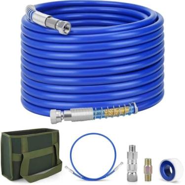 Imagem de Mangueira de pulverizador de tinta sem ar de 1/10.2 cm, kit de mangueira de spray de tinta sem ar de alta pressão com mangueira de chicote de 1,2 m, conector de mangueira de 0,6 cm, junta giratória