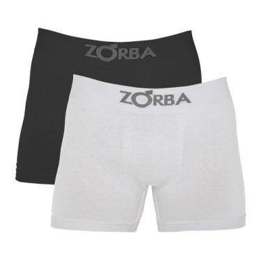 Imagem de Cueca Zorba Boxer Microfibra Sem Costura 781 C/2, Branco, Preto, G